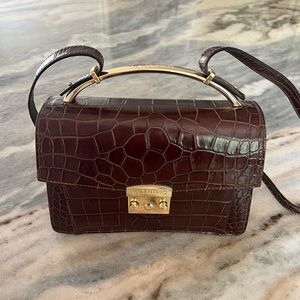 Valentino by Mario Valentino Belle Croco-Embossed Leather Shoulder Bag in Oak